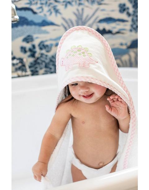 Pink Dino Baby Hooded Towel & Washcloth Set