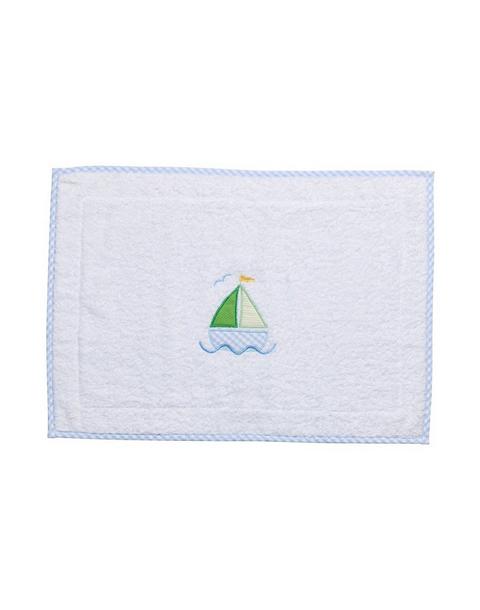 Blue Sailboat Applique Bath Mat
