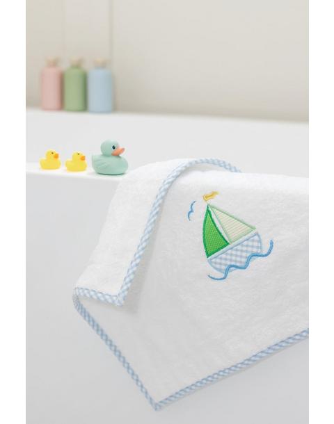 Blue Sailboat Applique Bath Mat