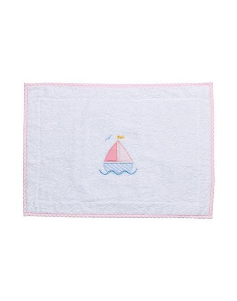 Pink Sailboat Applique Bath Mat