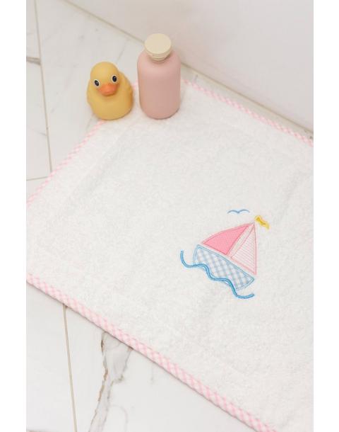 Pink Sailboat Applique Bath Mat