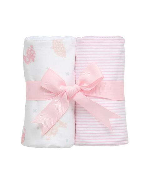 Pink Bunny Sets of Two Burp Cloths