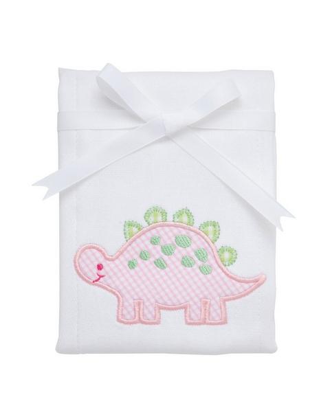 Pink Dino Applique Burp Cloth