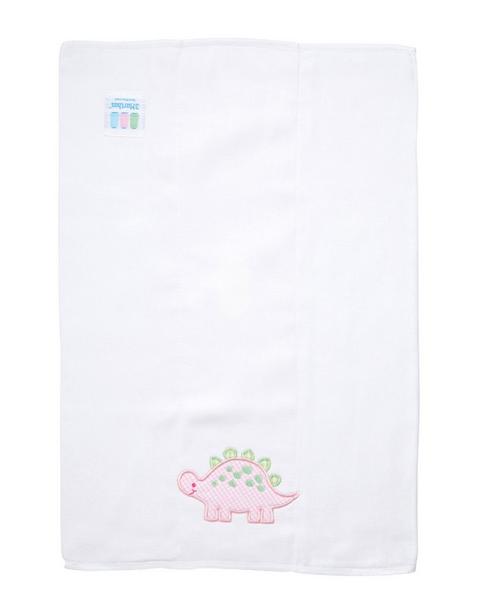 Pink Dino Applique Burp Cloth