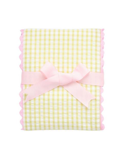 Green Check Pink Ricrac Fancy Fabric Burp Cloth