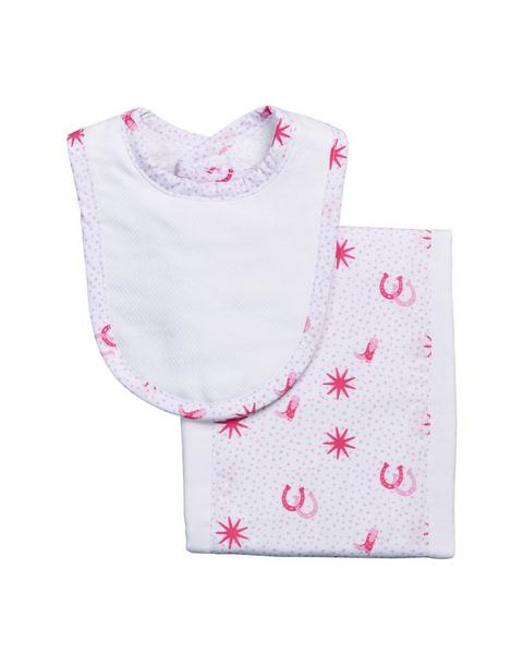 Cowgirl Drooler Bib & Burp Cloth Set