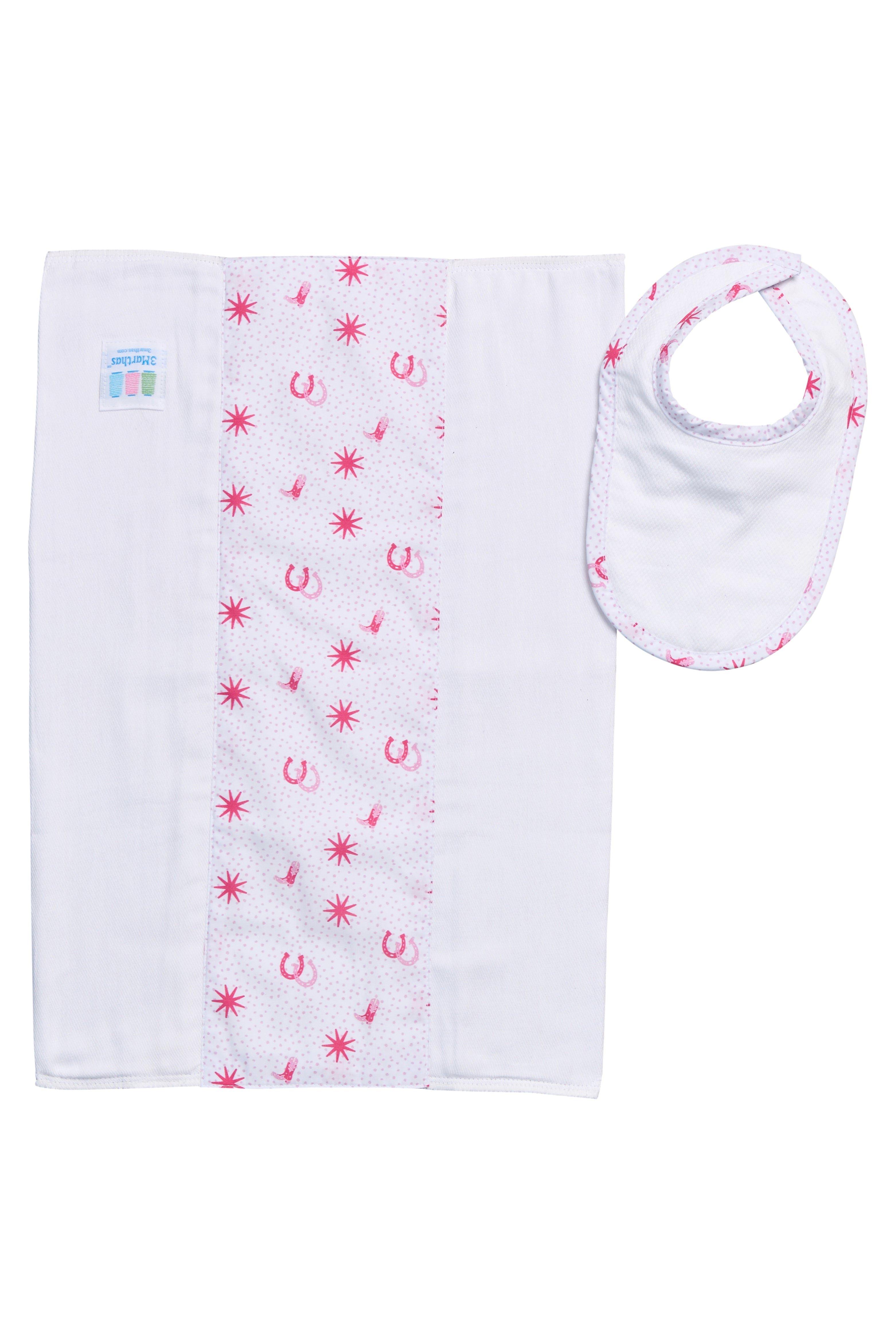 Cowgirl Drooler Bib & Burp Cloth Set image number 1