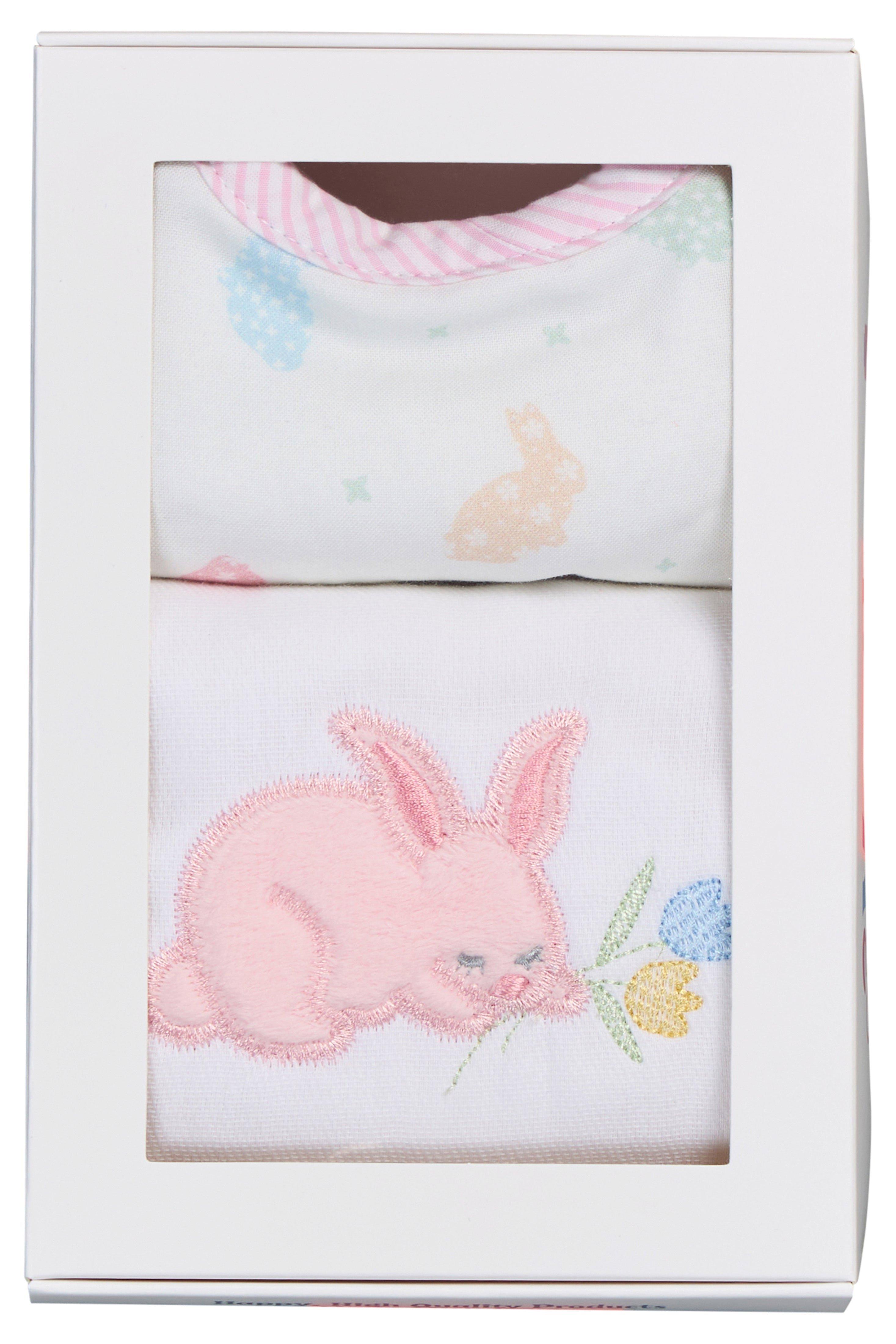 Pink Bunny Boxed Bib & Burp Set image number 2