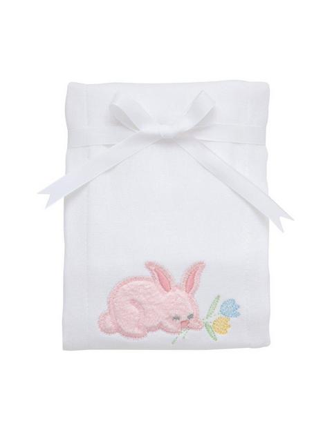 Pink Bunny Applique Burp Cloth