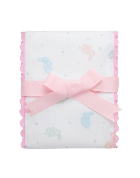 Pink Bunny Fancy Fabric Burp Cloth