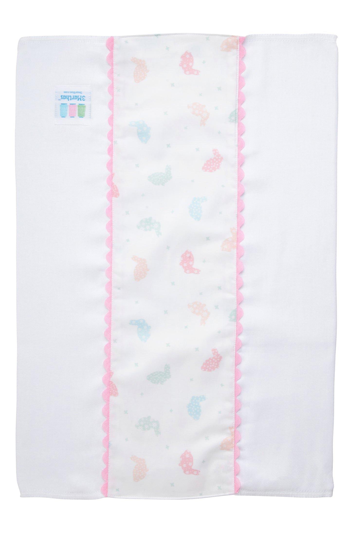 Pink Bunny Fancy Fabric Burp Cloth image number 1