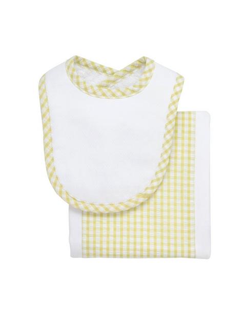 Green Check Drooler Bib & Burp Cloth Set