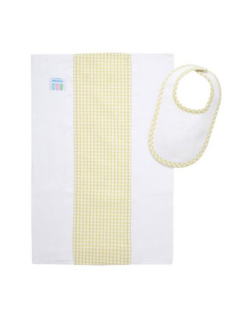 Green Check Drooler Bib & Burp Cloth Set