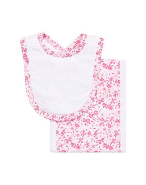 Flamingo Floral Drooler Bib & Burp Cloth Set