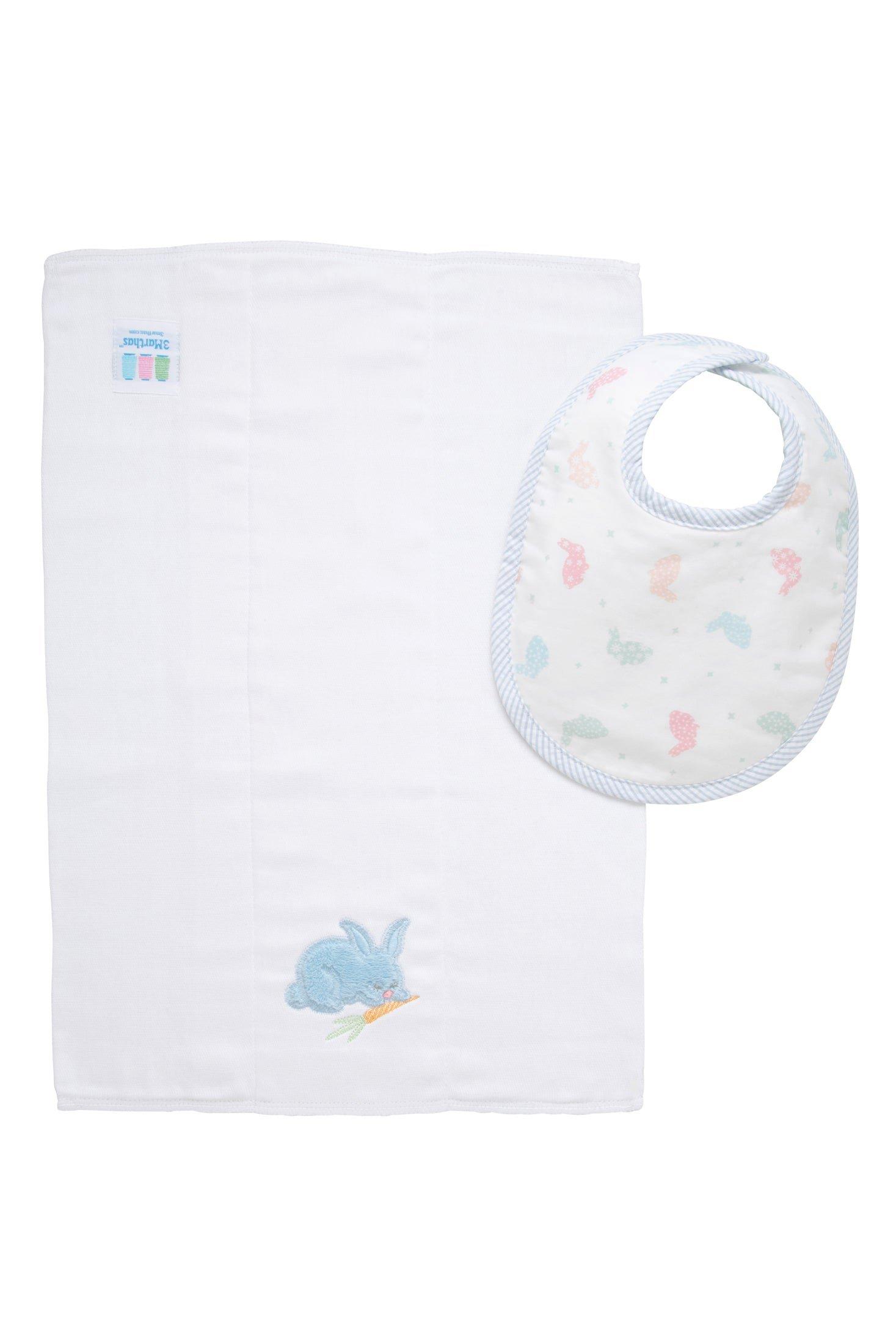 Blue Bunny Boxed Bib & Burp Set image number 1
