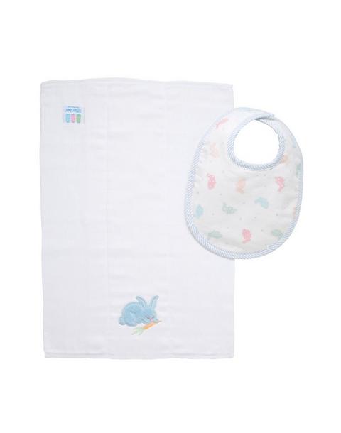 Blue Bunny Boxed Bib & Burp Set