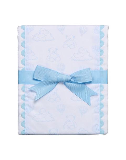 Blue Teddy Bear Toile Fancy Fabric Burp Cloth