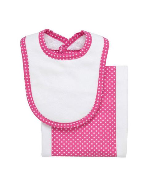 Pink Alligator Dot Drooler Bib & Burp Cloth Set