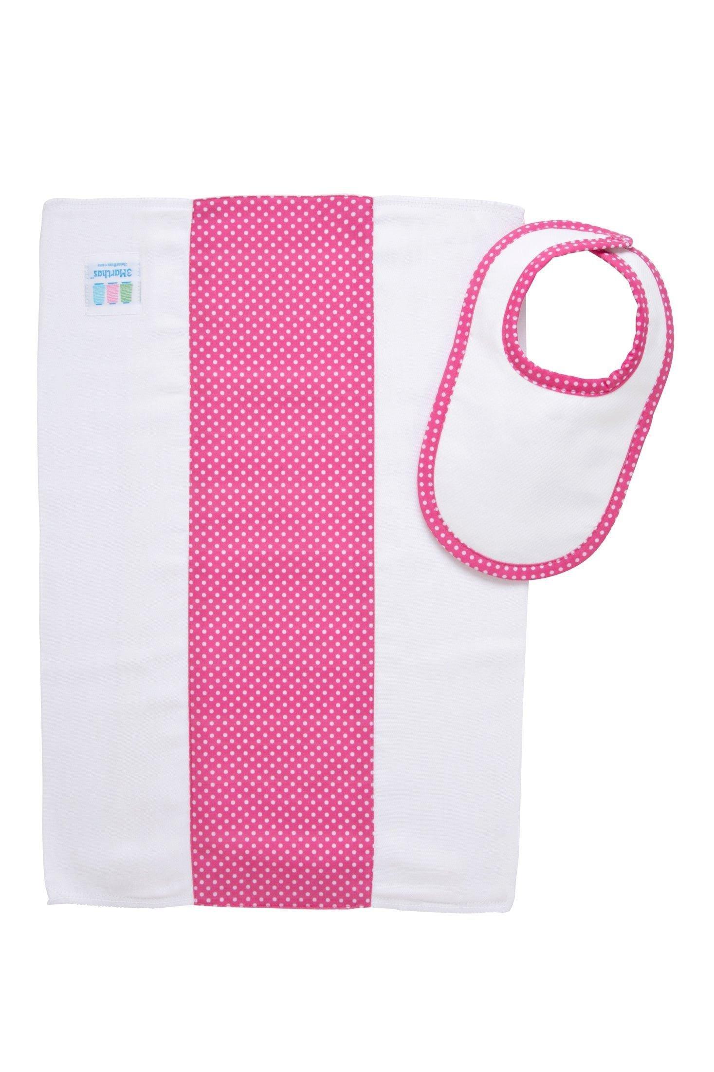 Pink Alligator Dot Drooler Bib & Burp Cloth Set image number 1