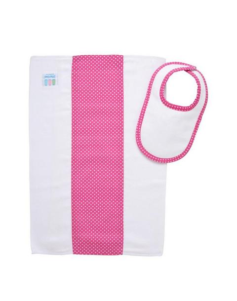 Pink Alligator Dot Drooler Bib & Burp Cloth Set