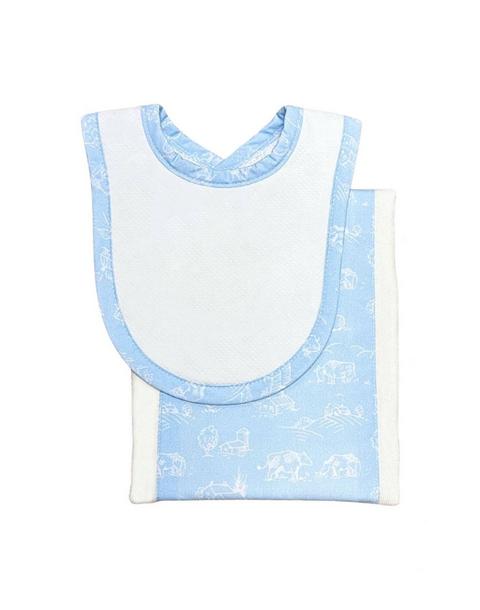 Blue Cow Drooler Bib & Burp Cloth Set