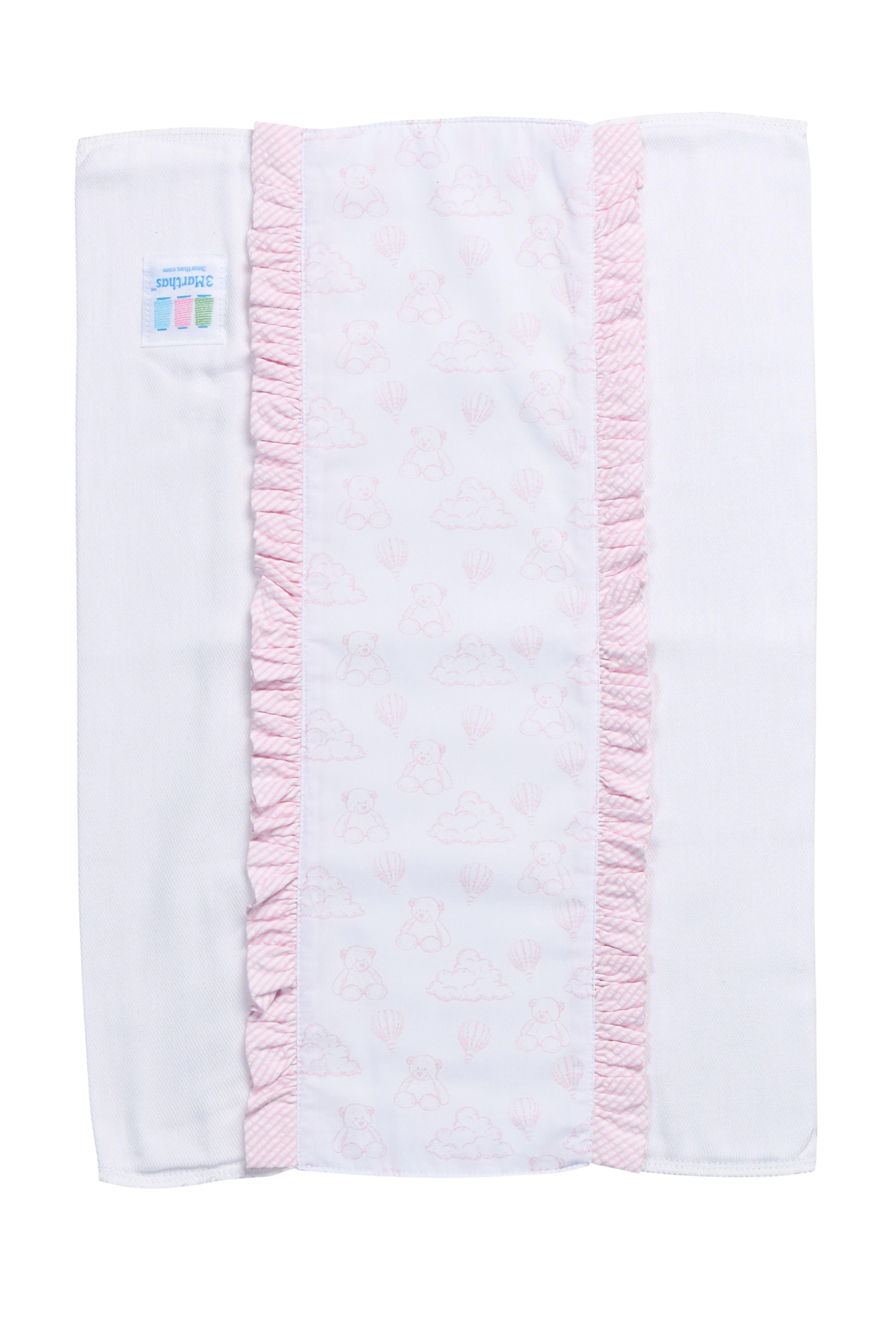 Pink Teddy Bear Toile Fancy Fabric Burp Cloth image number 1