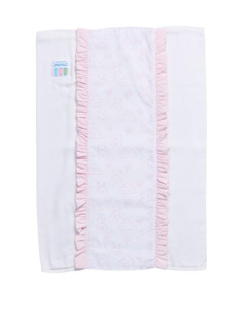 Pink Teddy Bear Toile Fancy Fabric Burp Cloth