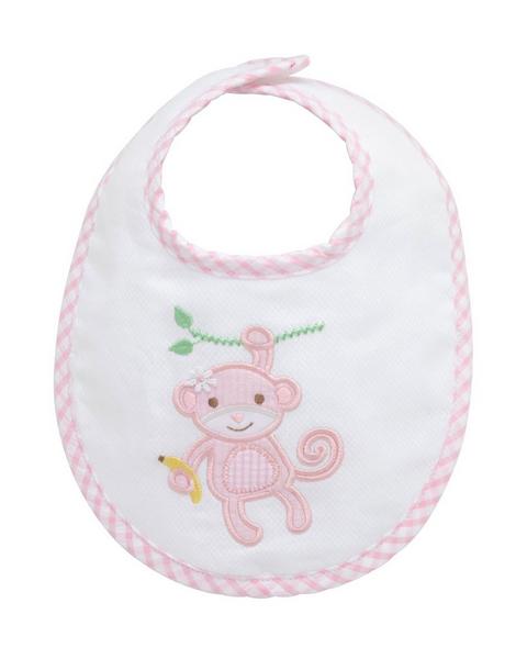 Pink Monkey Applique Basic Bib