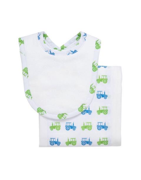 Tractor Drooler Bib & Burp Cloth Set