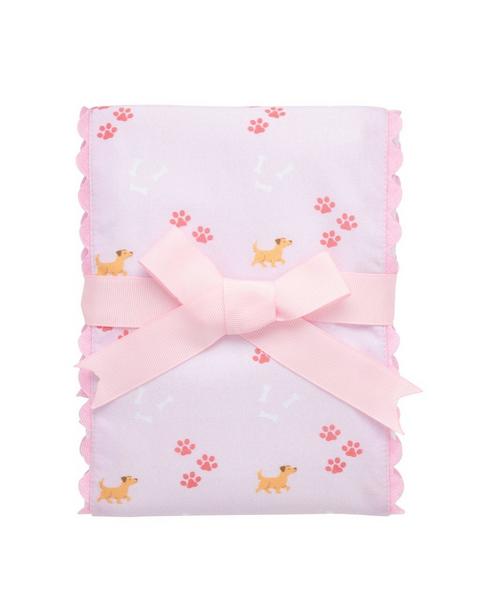 Pink Puppy Fancy Fabric Burp Cloth