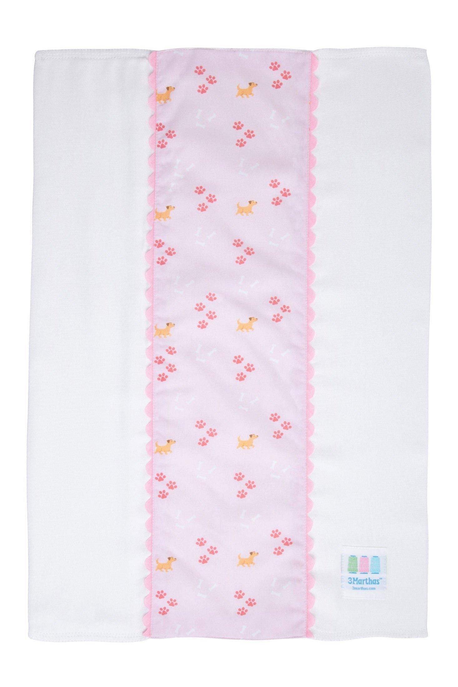 Pink Puppy Fancy Fabric Burp Cloth image number 1