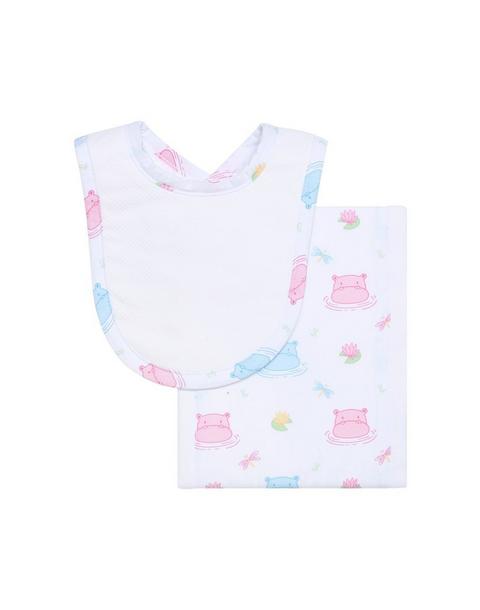 Hippo Drooler Bib & Burp Cloth Set
