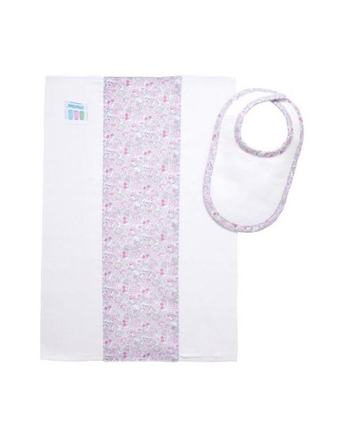 Pink Elephant Floral Drooler Bib & Burp Cloth Set