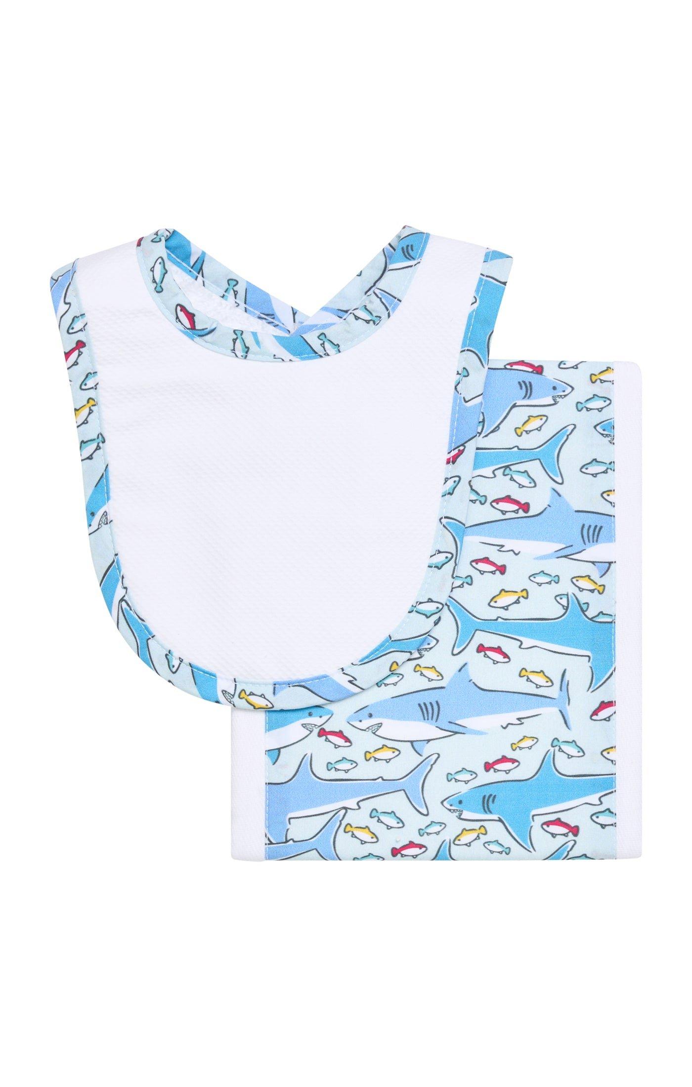 Shark Drooler Bib & Burp Cloth Set image number 0