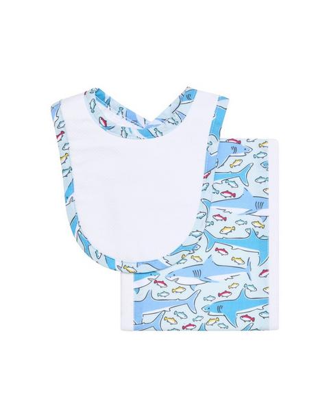 Shark Drooler Bib & Burp Cloth Set