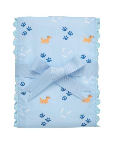 Blue Puppy Fancy Fabric Burp Cloth