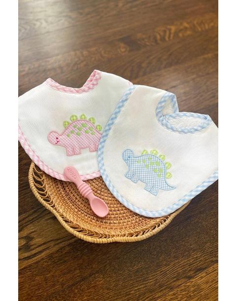 Pink Dino Applique Basic Bib