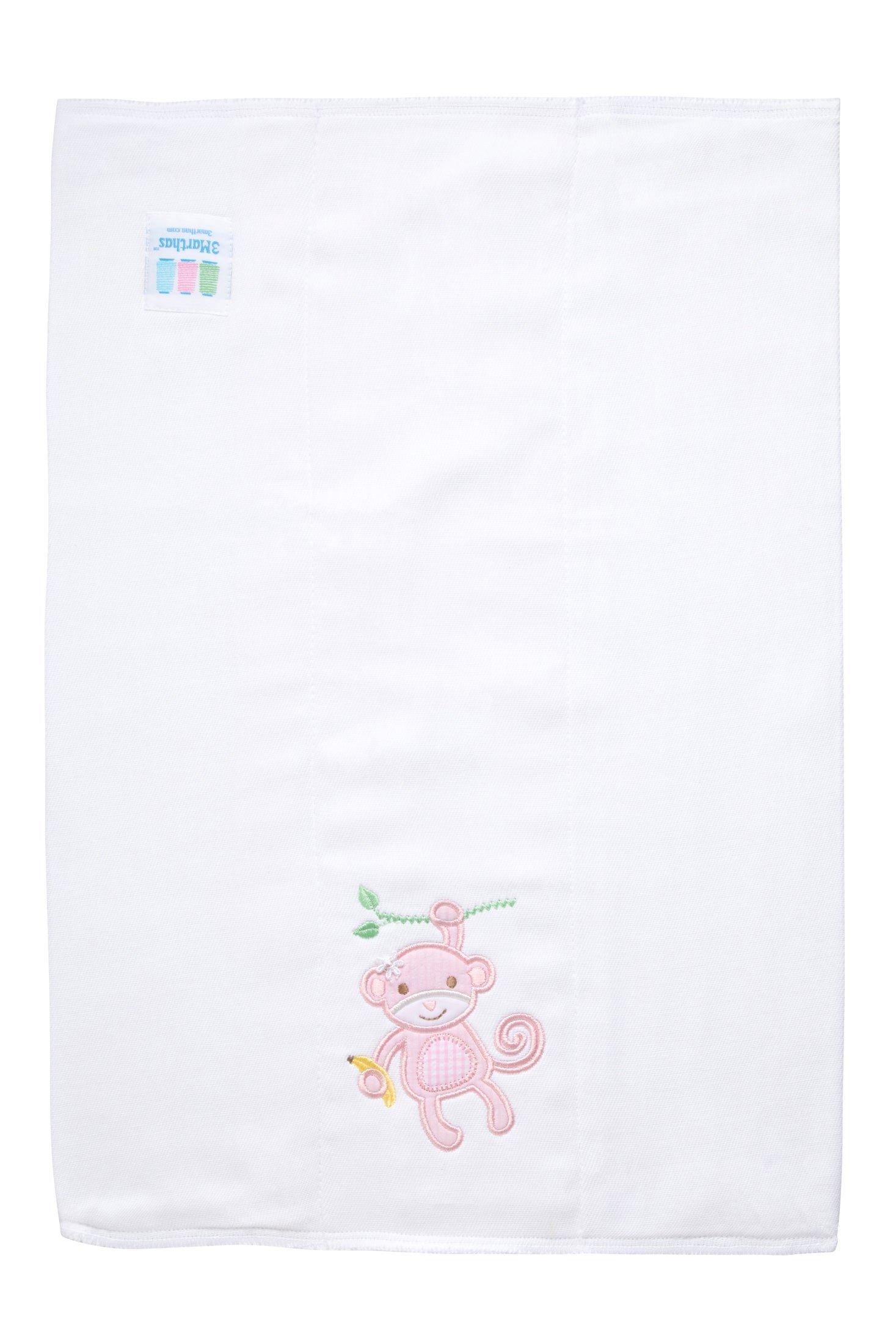 Pink Monkey Applique Burp Cloth image number 1