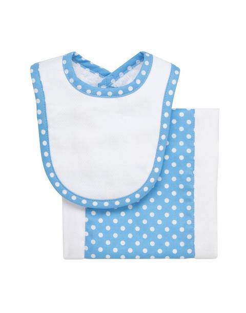 Blue Alligator Dot Drooler Bib & Burp Cloth Set