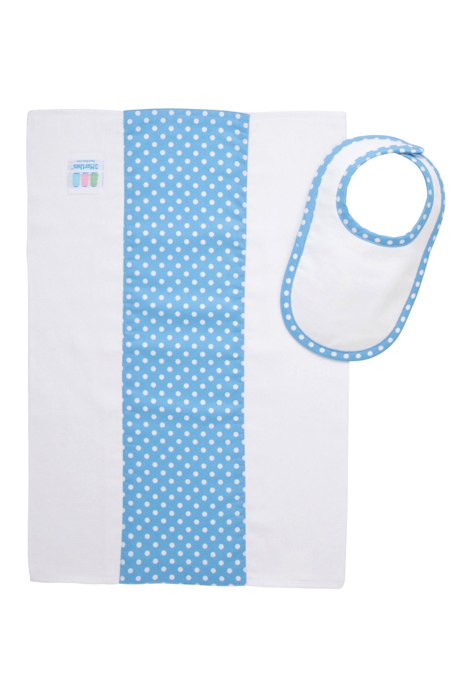 Blue Alligator Dot Drooler Bib & Burp Cloth Set image number 1
