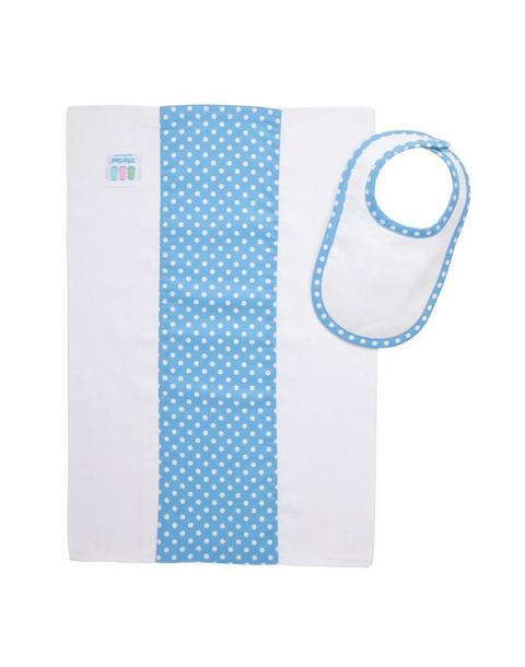 Blue Alligator Dot Drooler Bib & Burp Cloth Set