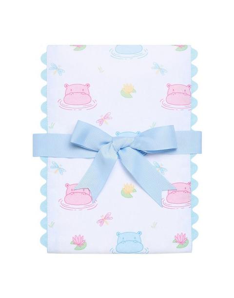 Blue Hippo Fancy Fabric Burp Cloth