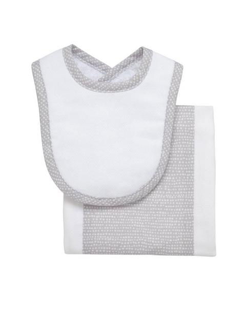 Gray Elephant Dot Drooler Bib & Burp Cloth Set