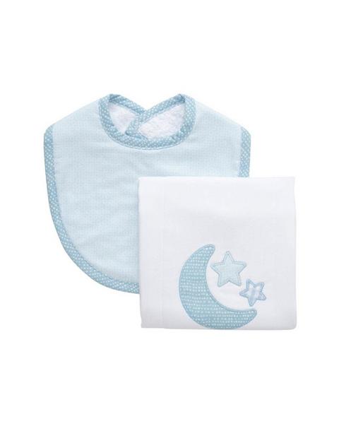 Blue Lullaby Boxed Bib & Burp Set