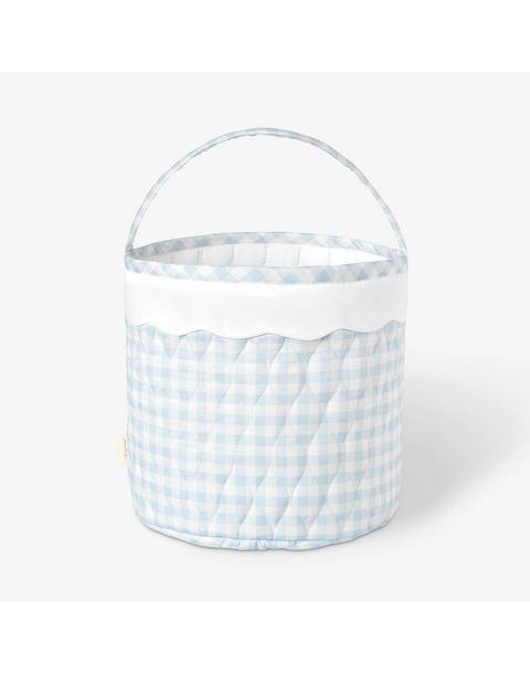 Quilted Storage Basket - Blue Gingham