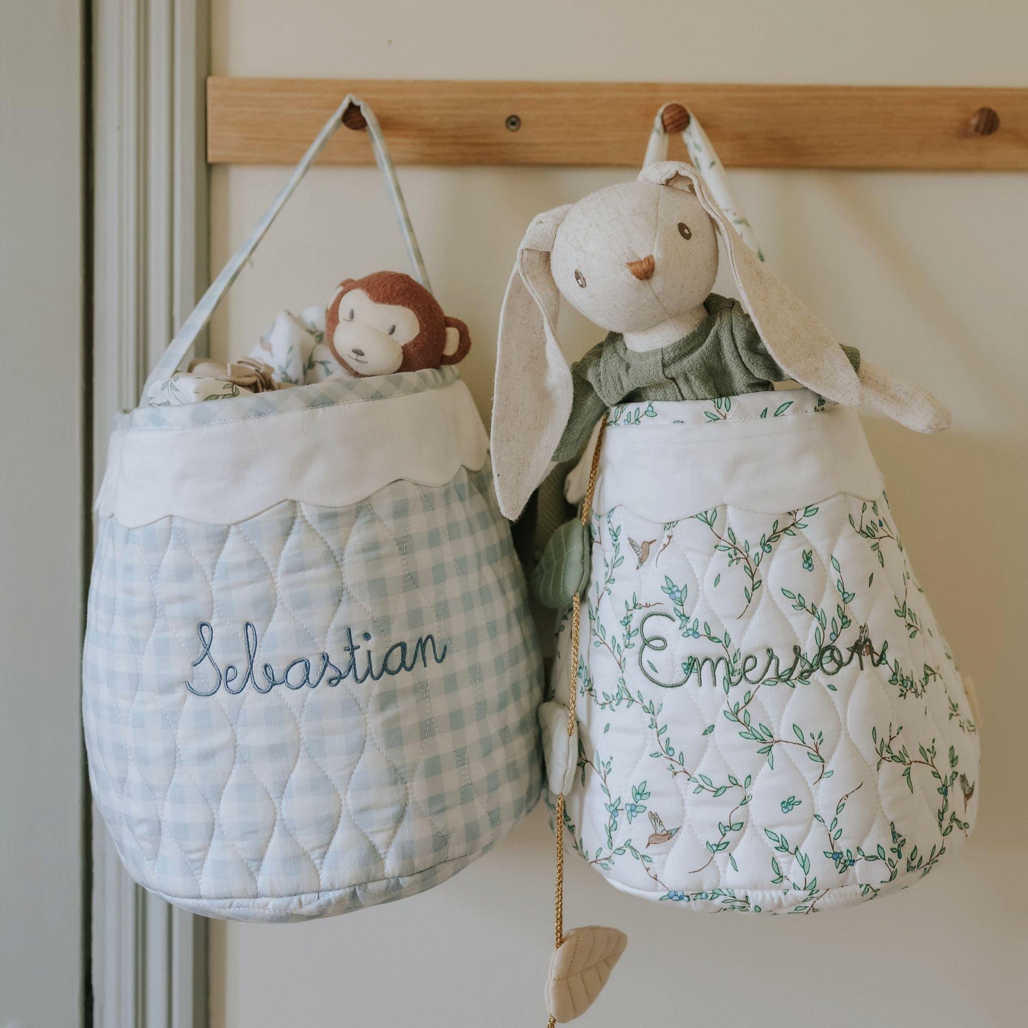 Quilted Storage Basket - Blue Gingham image number 4