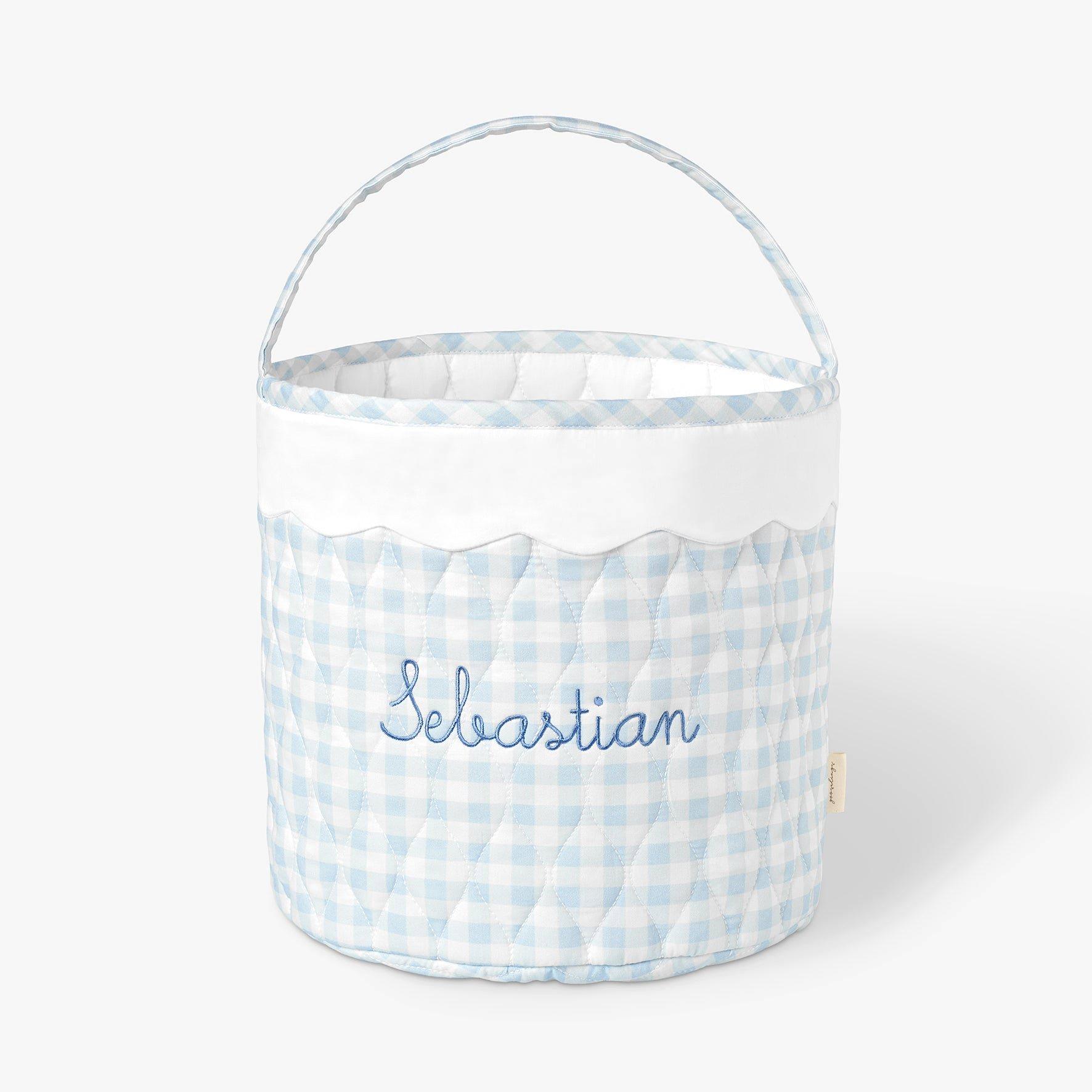 Quilted Storage Basket - Blue Gingham image number 1