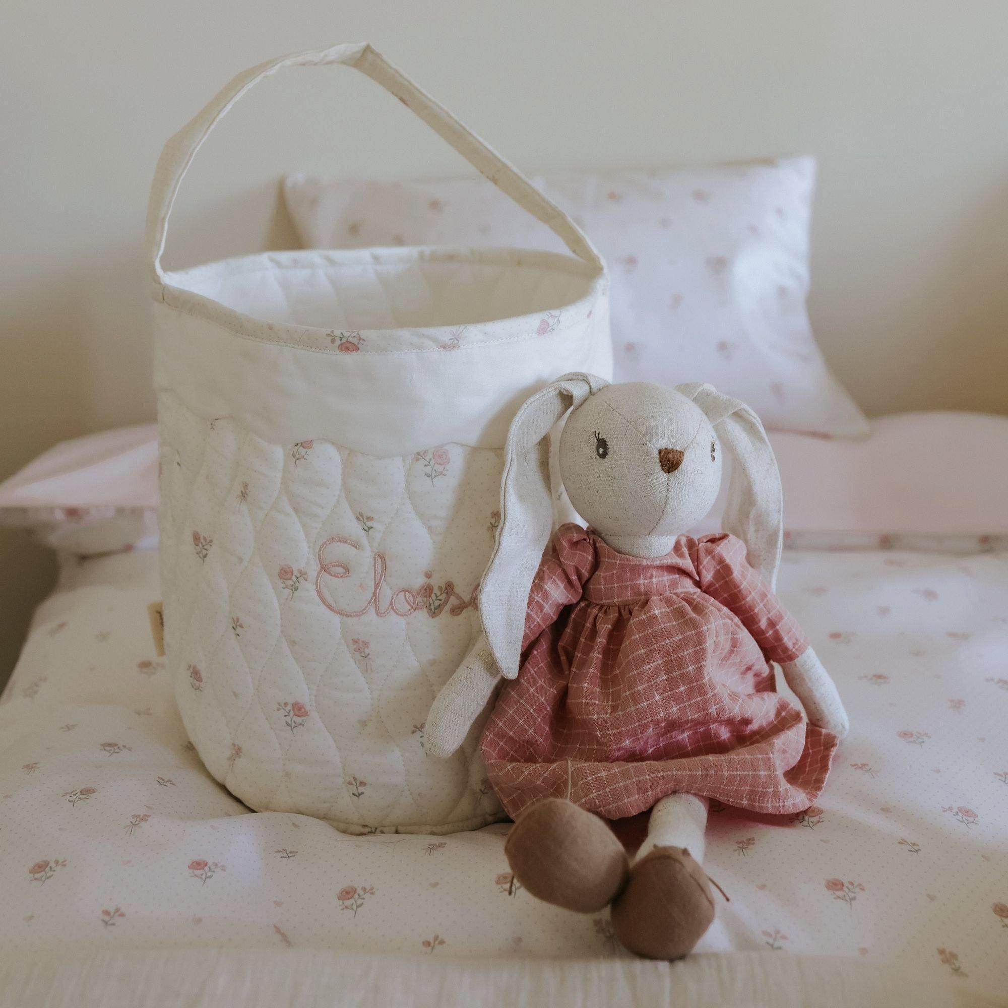 Quilted Storage Basket - Pink Ditsy Floral image number 3