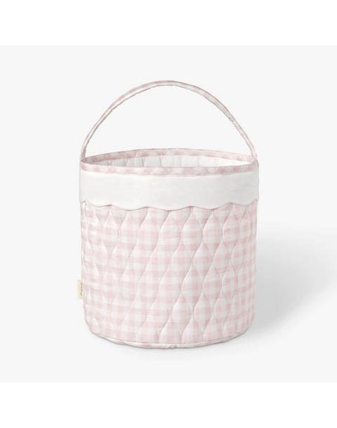 Quilted Storage Basket - Pink Gingham