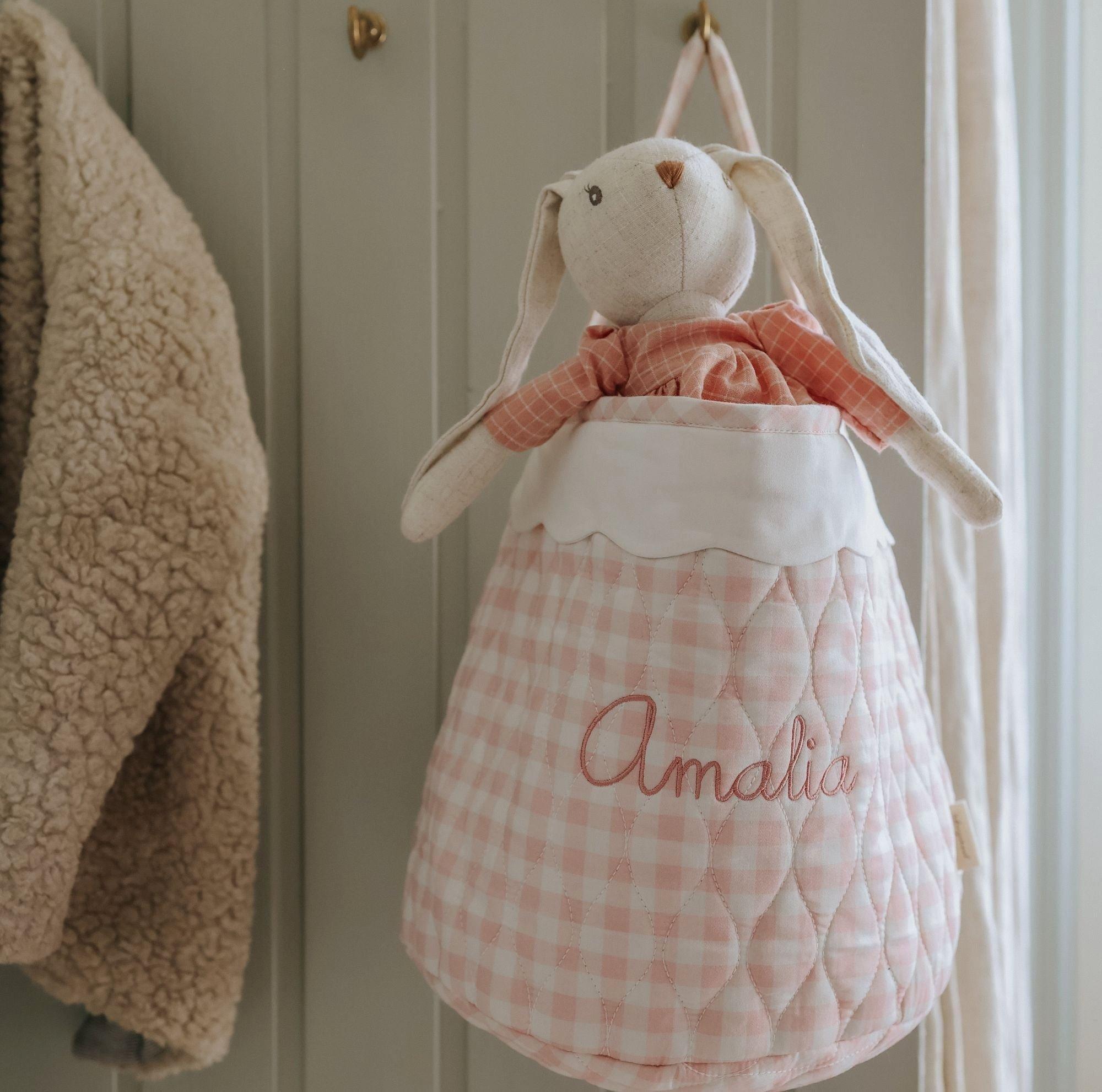 Quilted Storage Basket - Pink Gingham image number 2
